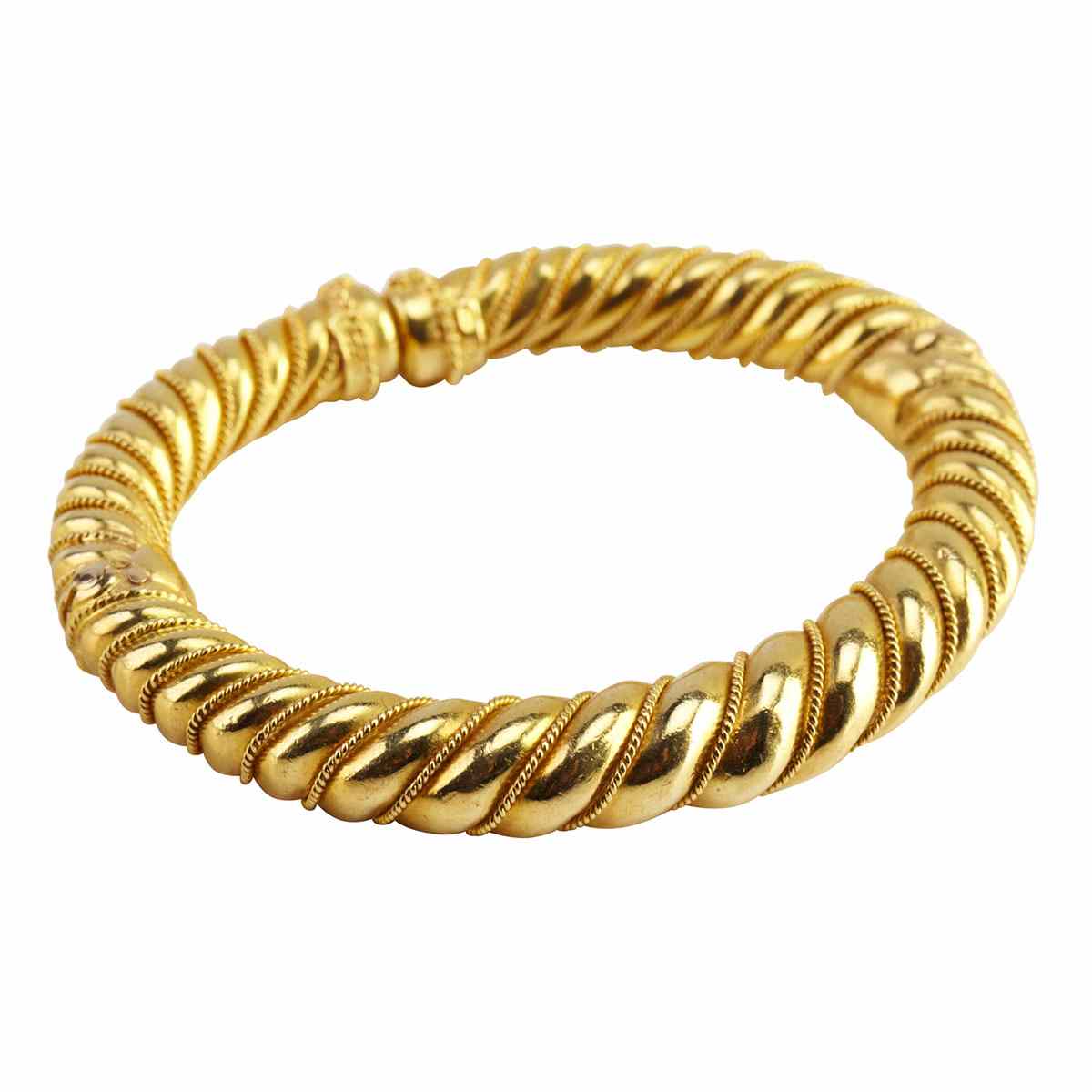 Appraisal: Lalaounis Greek k Yellow Gold Double Hinged Bangle with a