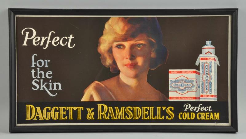 Appraisal: Daggett Ramsdell's Cold Cream Sign Framed This cardboard sign has