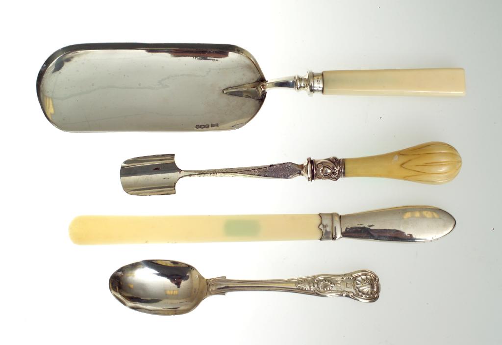 Appraisal: th CENTURY SILVER-HANDLED IVORY LETTER OPENER marks indistinct together with