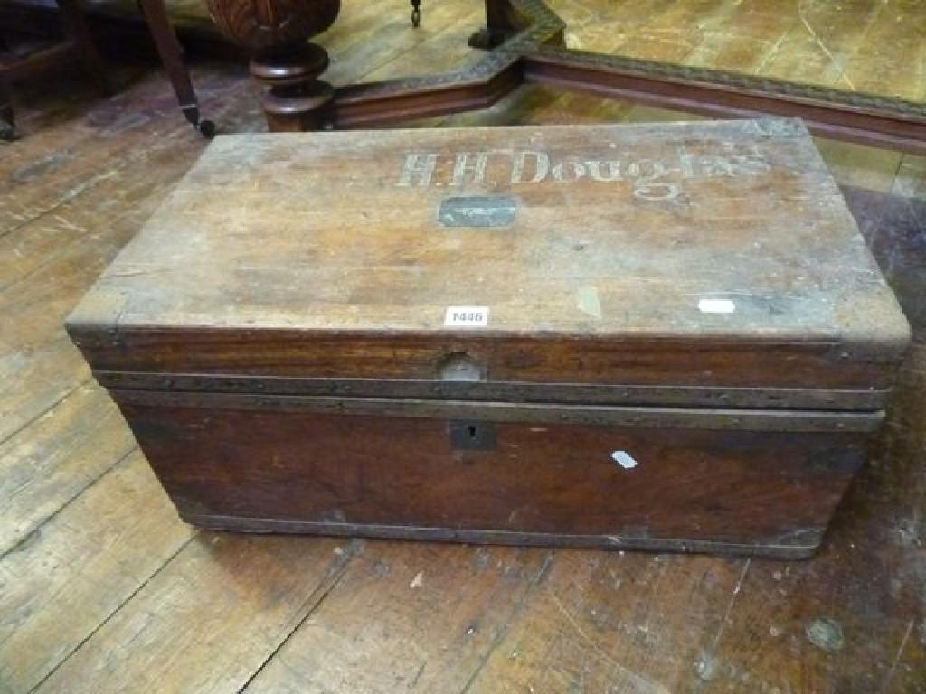 Appraisal: A th century camphor wood box with iron fittings and