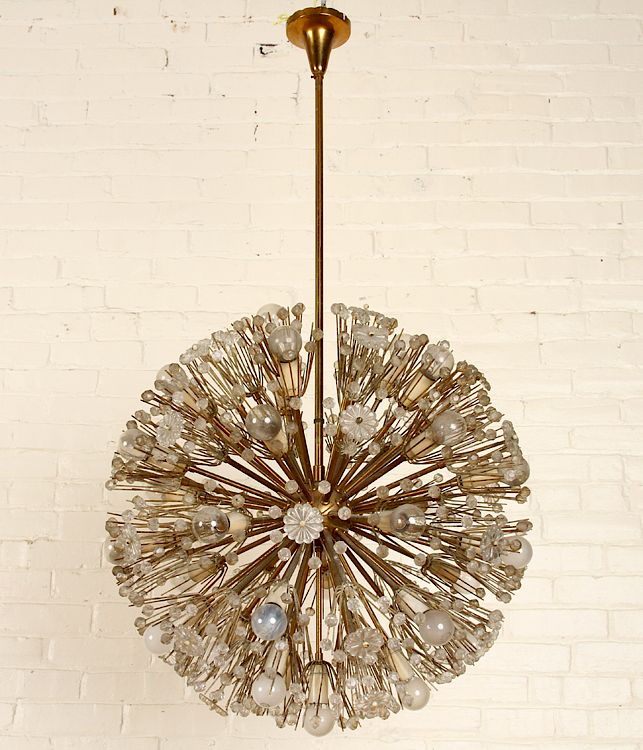 Appraisal: SPUTNIK BRASS GLASS CHANDELIER BY EMIL STEJNAR A mid century