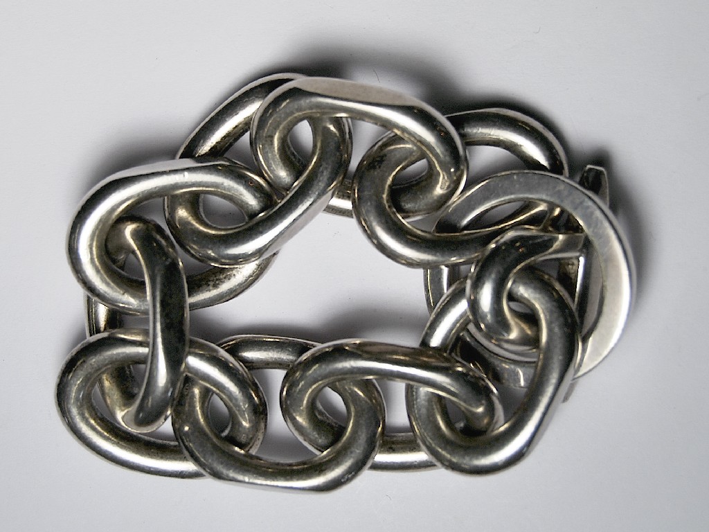 Appraisal: Very large and heavy Danish curb bracelet with ring and