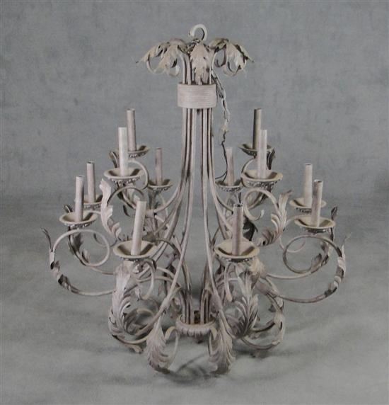 Appraisal: Tin Decorative Chandelier Early th Century Leaf decoration Twelve-branch wired