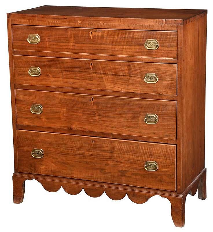 Appraisal: Southern Federal Inlaid Figured Walnut Chest attributed to Piedmont North