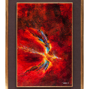 Appraisal: Leonardo Nierman Mexican b Firebird Acrylic on Masonite signed Nierman