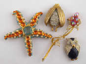 Appraisal: Three brooches by Kenneth Jay Lane including a starfish measuring