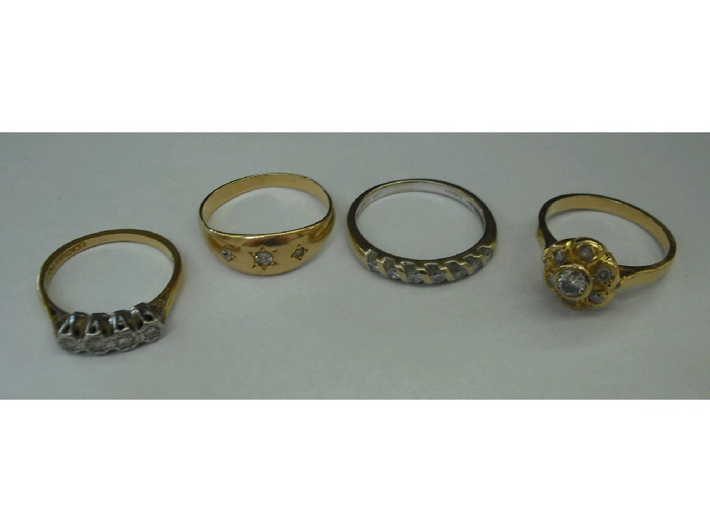 Appraisal: Four ct diamond set dress rings