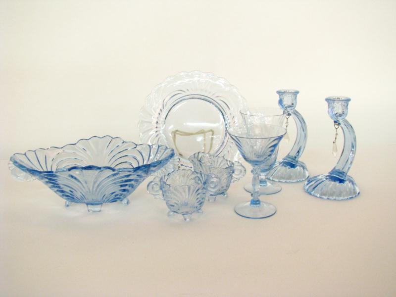 Appraisal: Group of transparent blue depression glass includes '' x ''