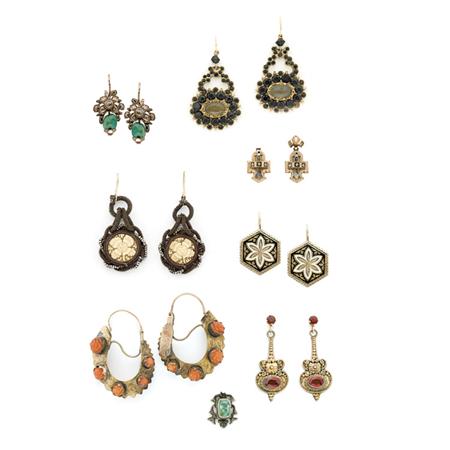 Appraisal: Seven Pairs of Antique Earrings Estimate -