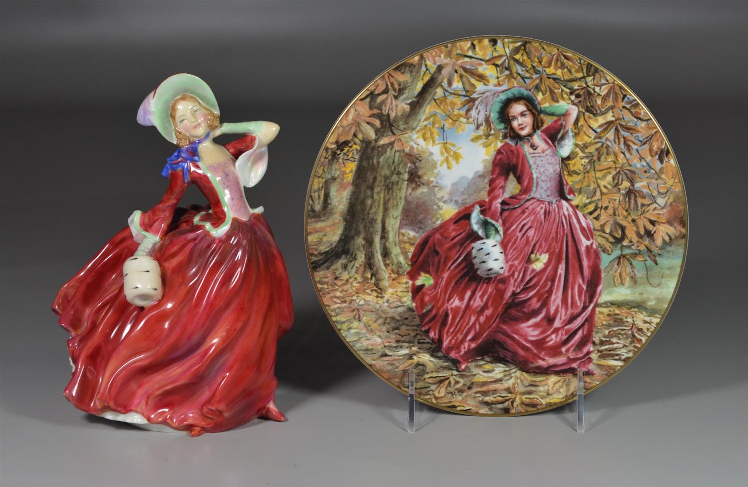 Appraisal: Royal Doulton Autumn Breezes bone china figurine matching collector plate