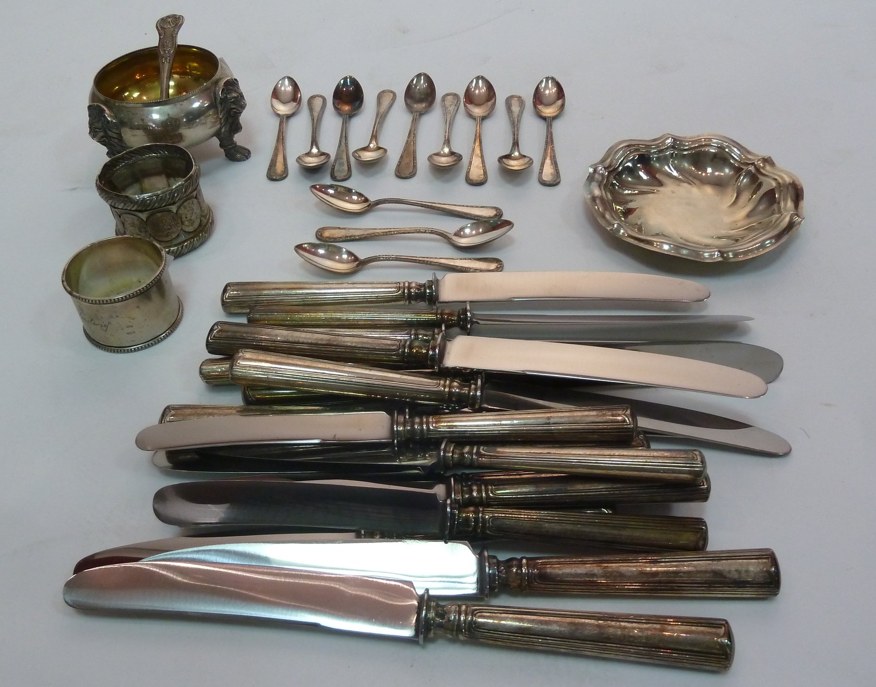 Appraisal: A set of twelve white metal teaspoons marked Gowe Silber