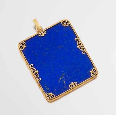 Appraisal: A Lapis Lazuli Pendant in Gold Frame k yellow gold