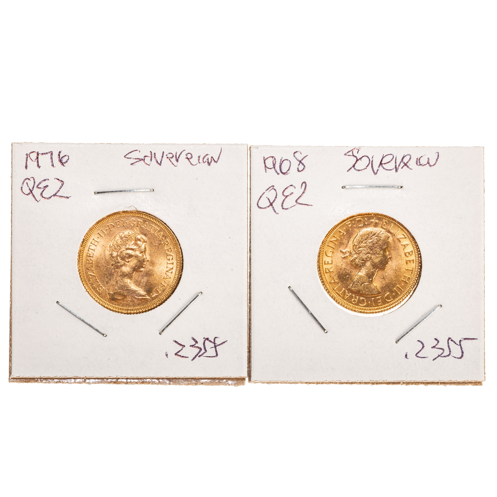 Appraisal: TWO QUEEN ELIZABETH II GOLD SOVEREIGNS and AU Unc AGW