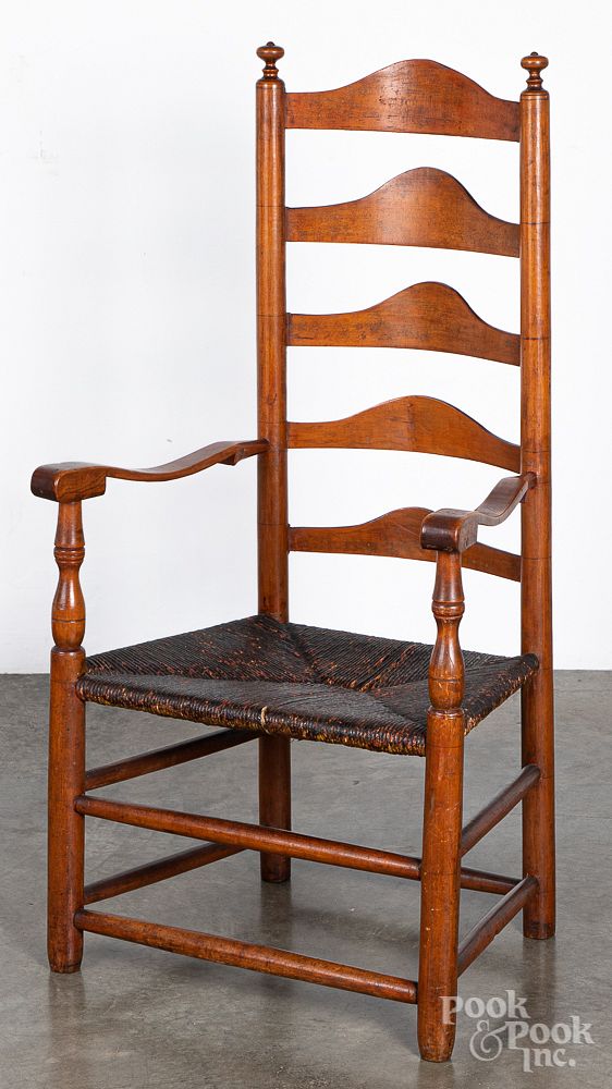 Appraisal: Delaware Valley ladderback armchair late th c Delaware Valley ladderback