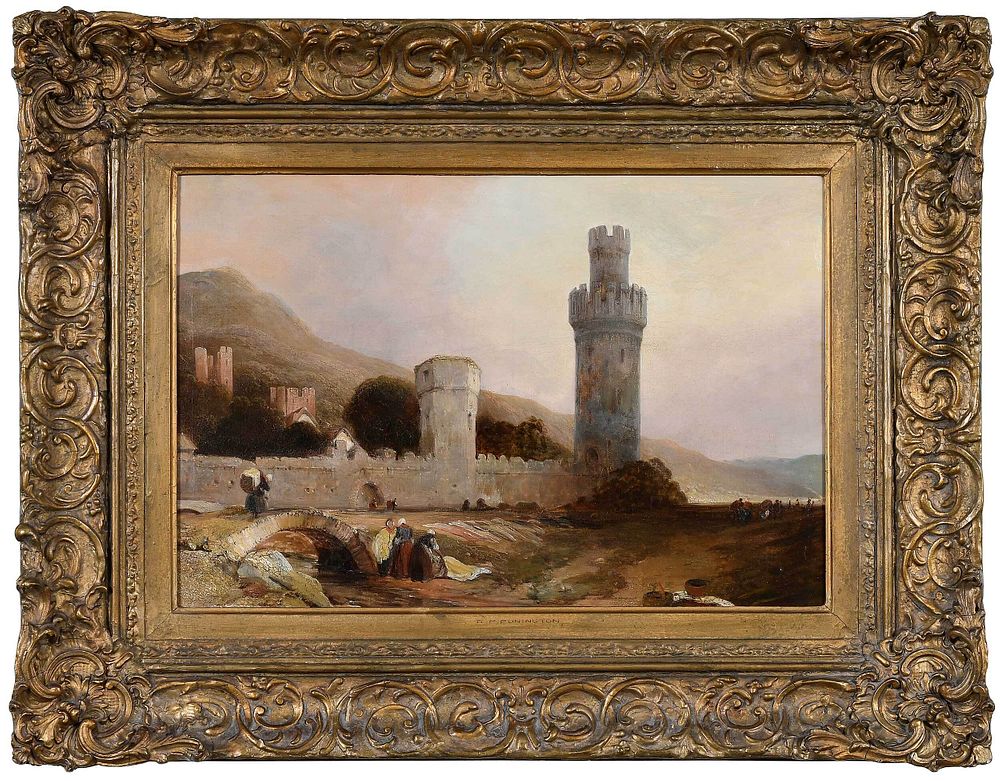 Appraisal: Manner of Louis-Gabriel-Eug ne Isabey French - Landscape with Castle