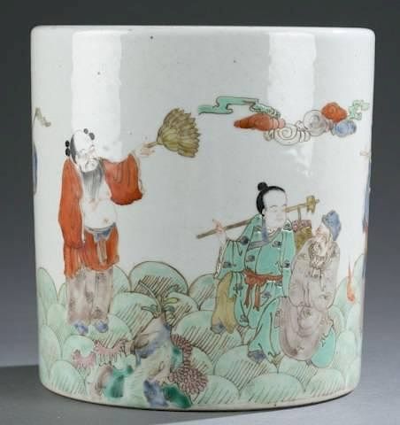 Appraisal: Chinese porcelain brush pot A Chinese porcelain brush pot th