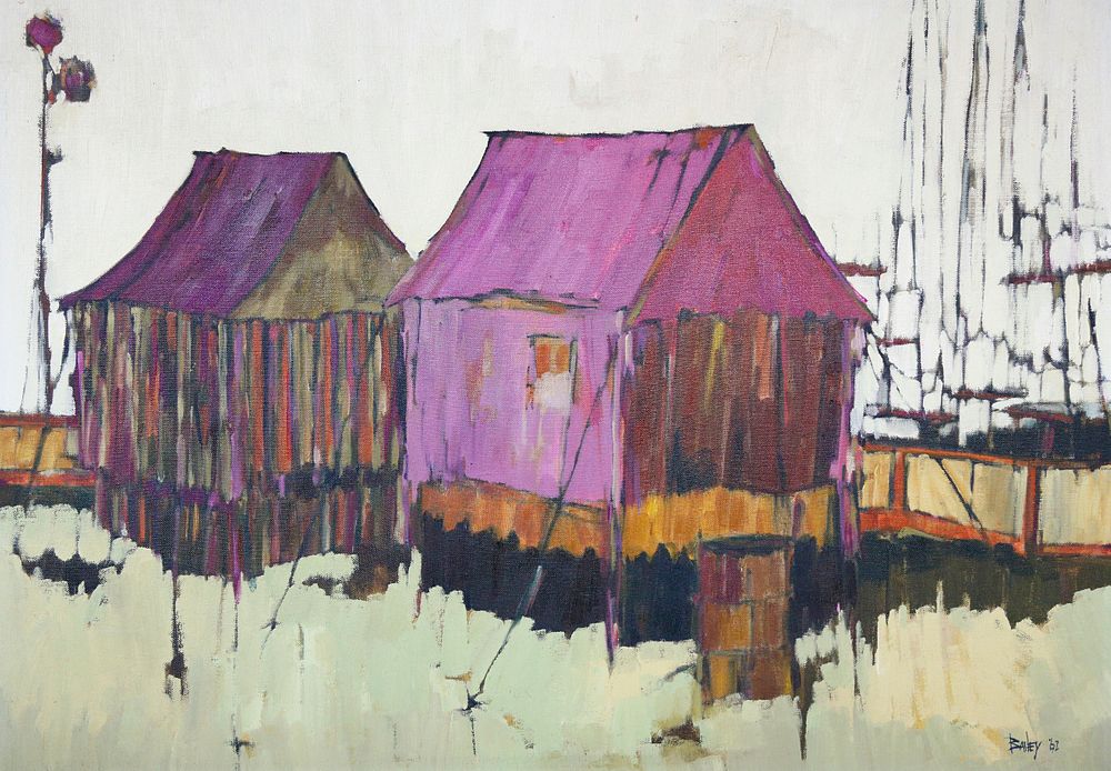 Appraisal: Roy Bailey Oil on Canvas Carnival Tents Roy Bailey -