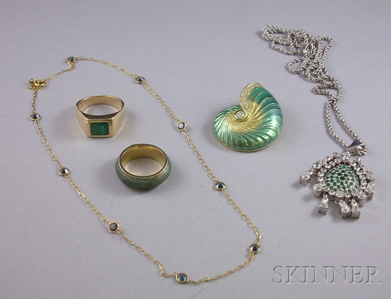 Appraisal: Assorted Group of Stone and Gem-set Jewelry including an enamel