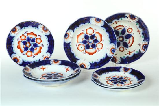 Appraisal: GROUP OF GAUDY IRONSTONE PINWHEEL PATTERN Four ''d paneled soup