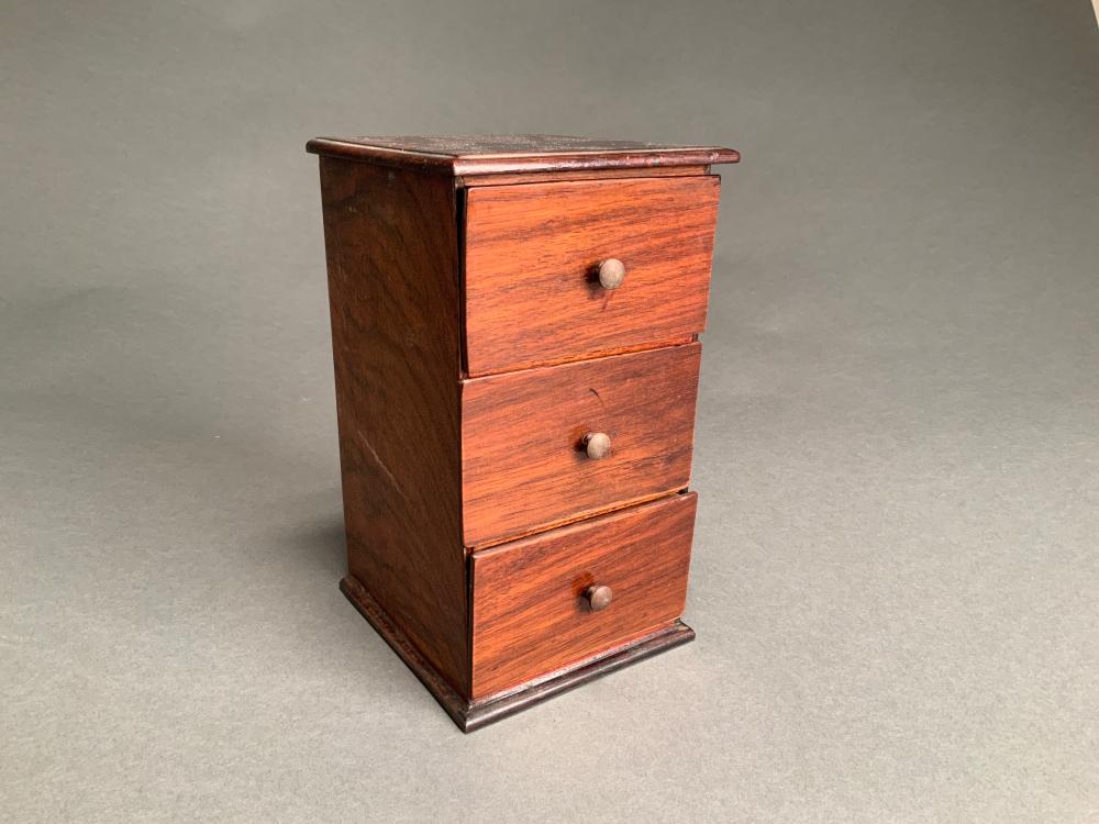 Appraisal: MINIATURE MAHOGANY FILE CABINET X X IN X X CM