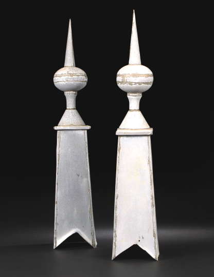 Appraisal: Pair of French Galvanized Metal Roof Finials each of graduated