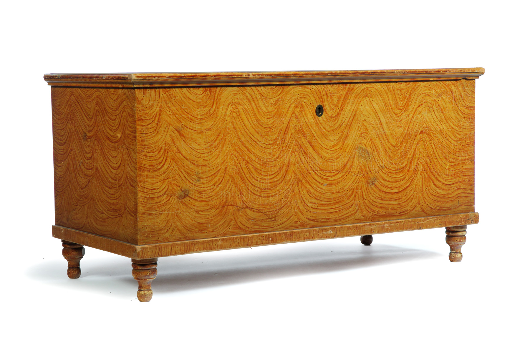 Appraisal: PENNSYLVANIA DECORATED BLANKET CHEST Mid th century pine and poplar