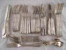 Appraisal: A part canteen of plated cutlery including table and dessert