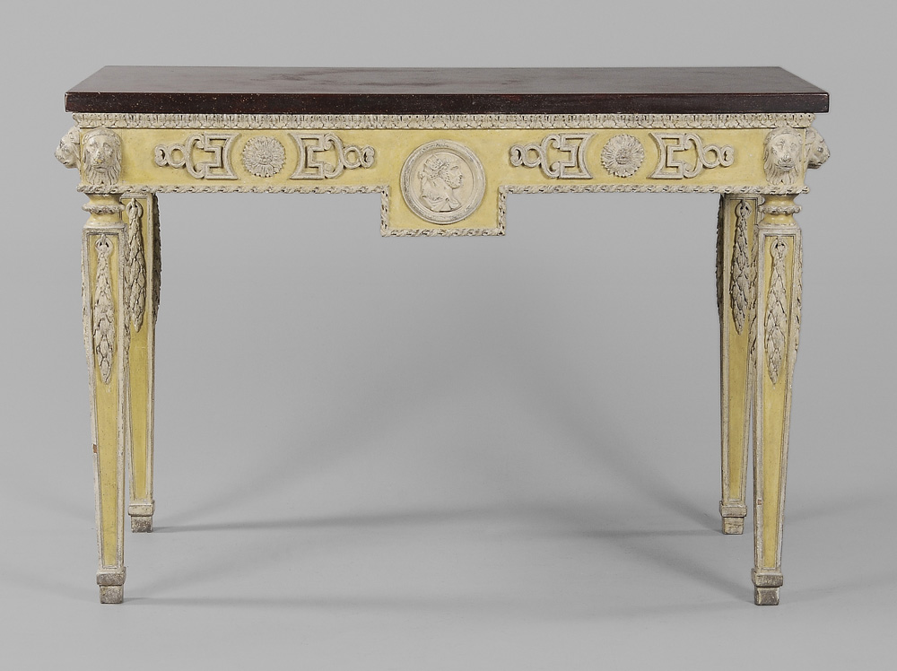 Appraisal: Italian Neoclassical Style Carved and Paint-Decorated Pier Table modern medallion