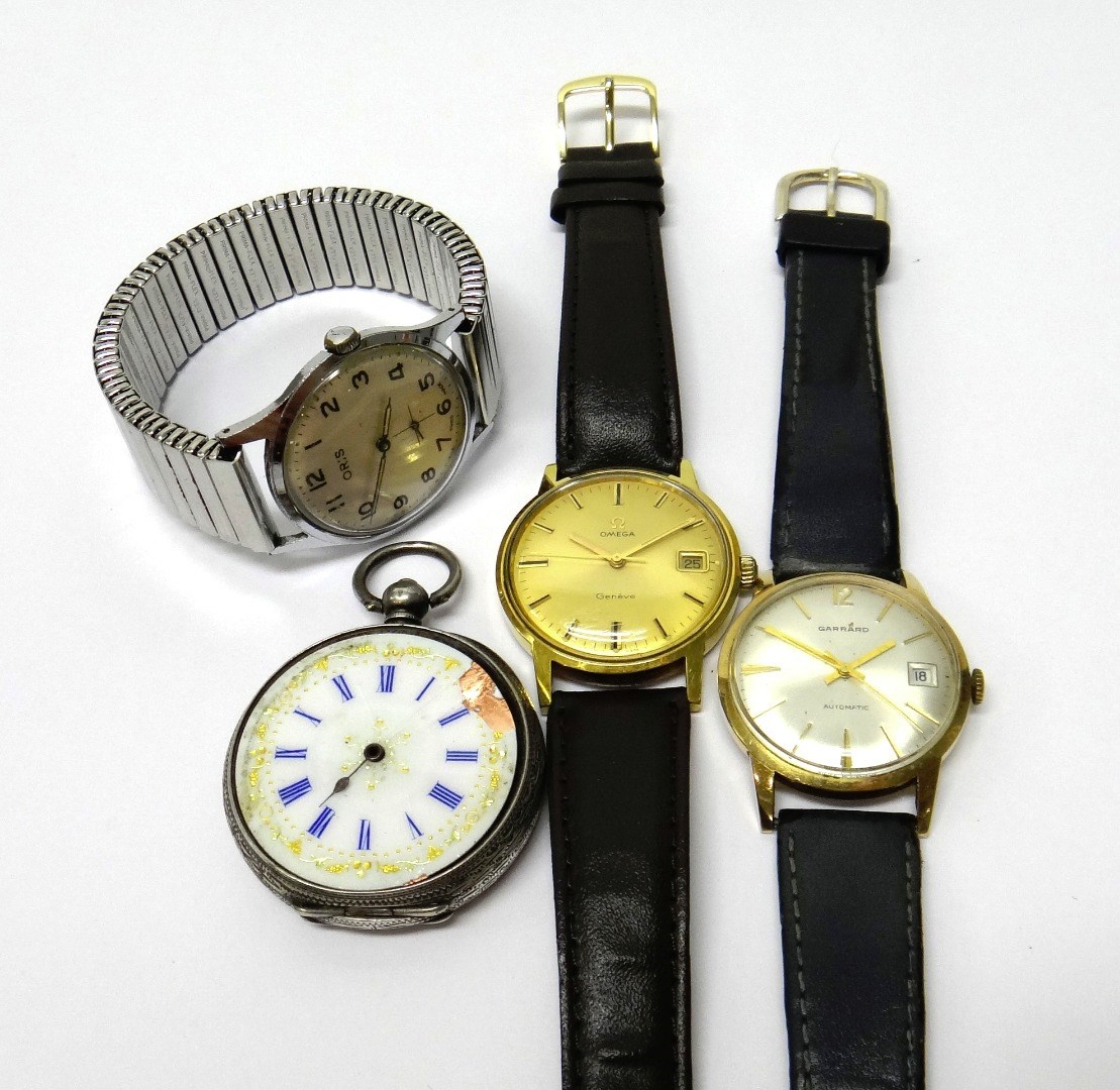 Appraisal: A gentleman's gilt metal fronted and steel backed Omega wristwatch