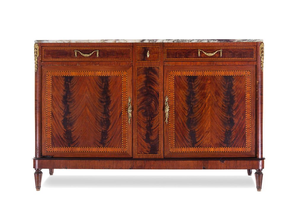 Appraisal: A Louis XVI Style Mahogany Marble-Top Cabinet A Louis XVI