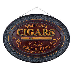 Appraisal: A High Class Cigars Painted and Carved Wood Advertising Sign