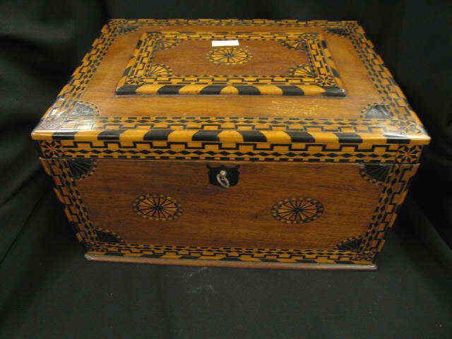 Appraisal: Stunning th Century Inlaid box locking x x a work