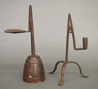 Appraisal: Iron rush lights Two late th early th century wrought