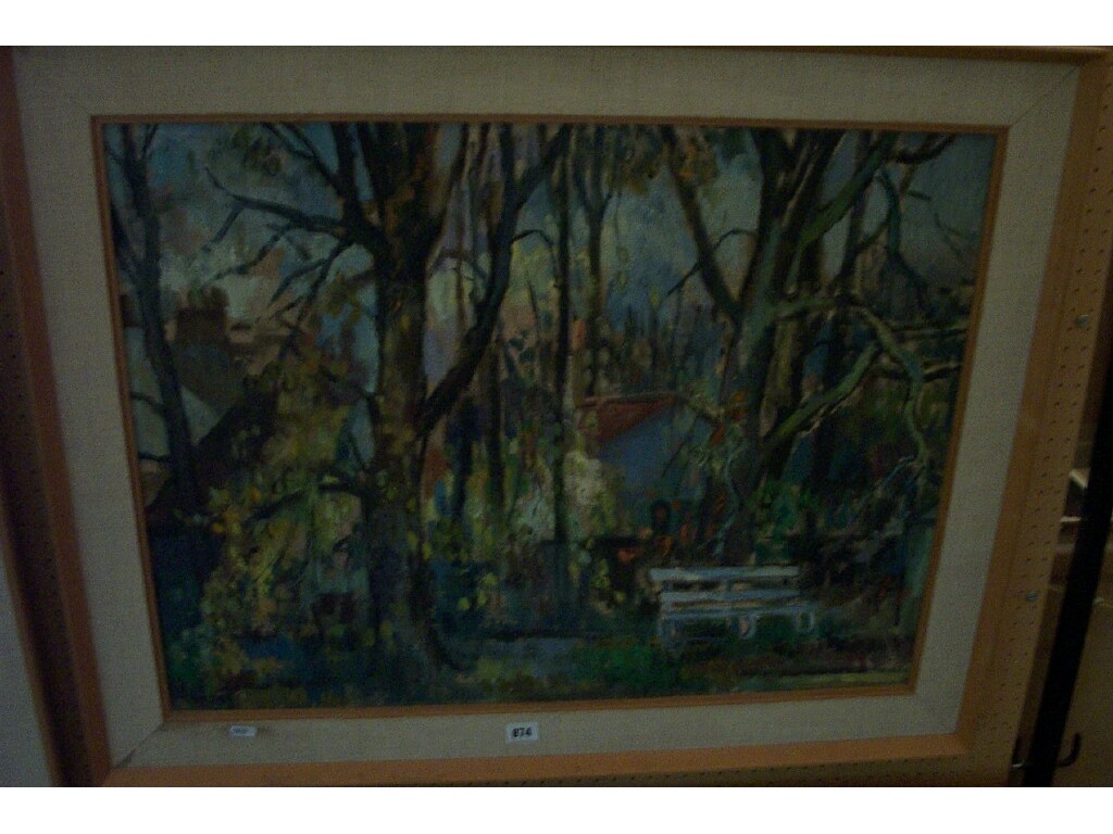 Appraisal: An oil painting on board of a parkland scene with