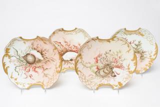 Appraisal: Limoges Porcelain Shellfish Plates Hand Limoges French porcelain shellfish plates