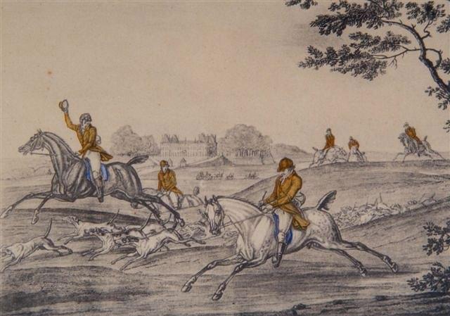 Appraisal: AFTER HENRY ALKENA pair of hunting scenes aquatints x