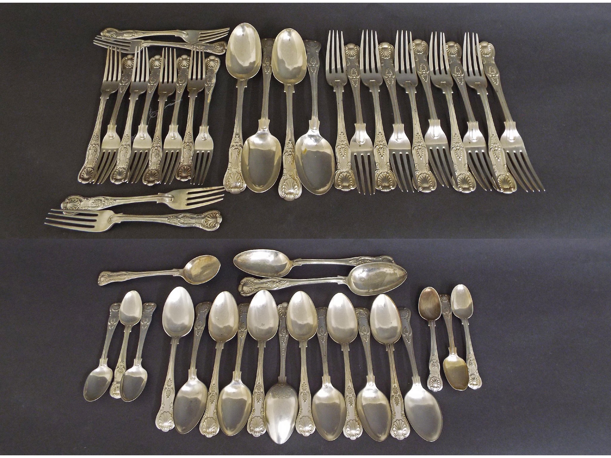 Appraisal: Large collection of Victorian silver Kings pattern flatware comprising ten