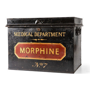 Appraisal: A Painted Tin Morphine Storage Box th Century decorated in