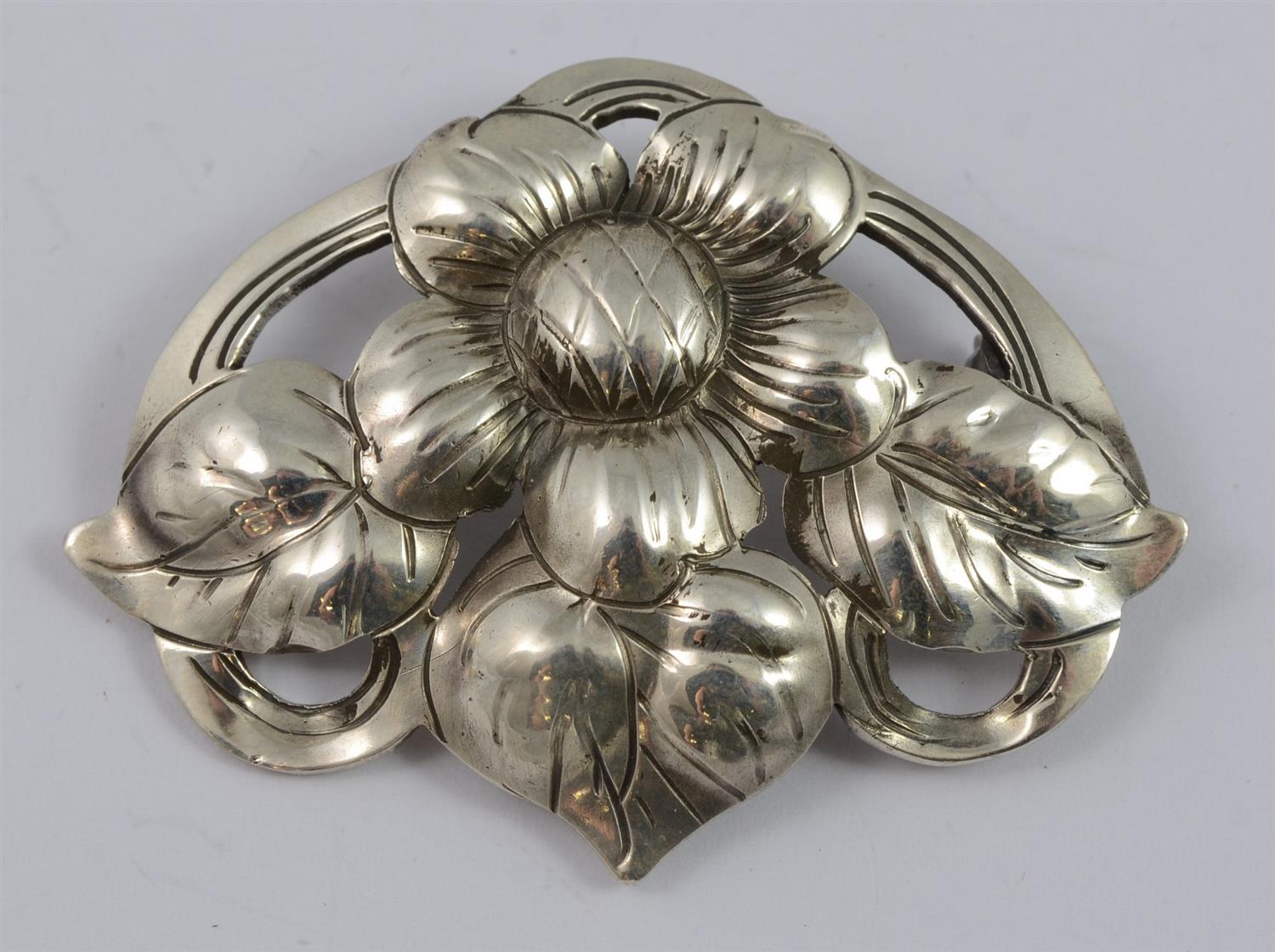 Appraisal: Kalo Hand Wrought Sterling Silver Flower Brooch wide TO