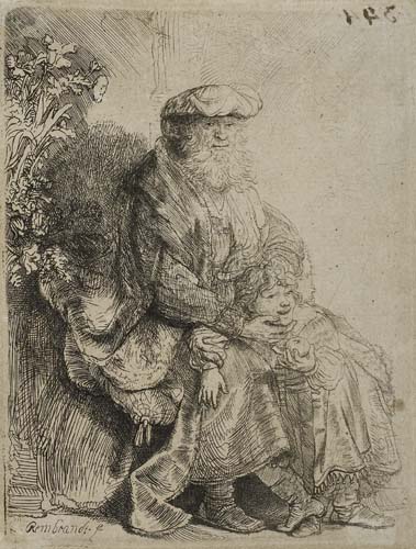 Appraisal: REMBRANDT VAN RIJN Abraham Caressing Isaac Etching circa x mm