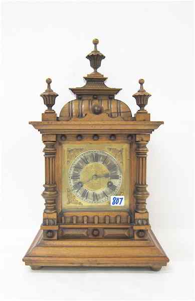 Appraisal: WALNUT CASED MANTEL CLOCK Hamburg American Clock Co HAC Germany