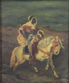 Appraisal: CLARK AL J Oil on Canvas Arab Horseman Signed and