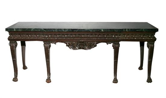 Appraisal: GEORGIAN-STYLE MONUMENTAL MARBLE-TOP CARVED MAHOGANY MARBLE-TOP PALACE SERVER early th