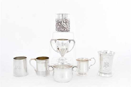 Appraisal: English sterling cups beaker and dish th century comprising cups