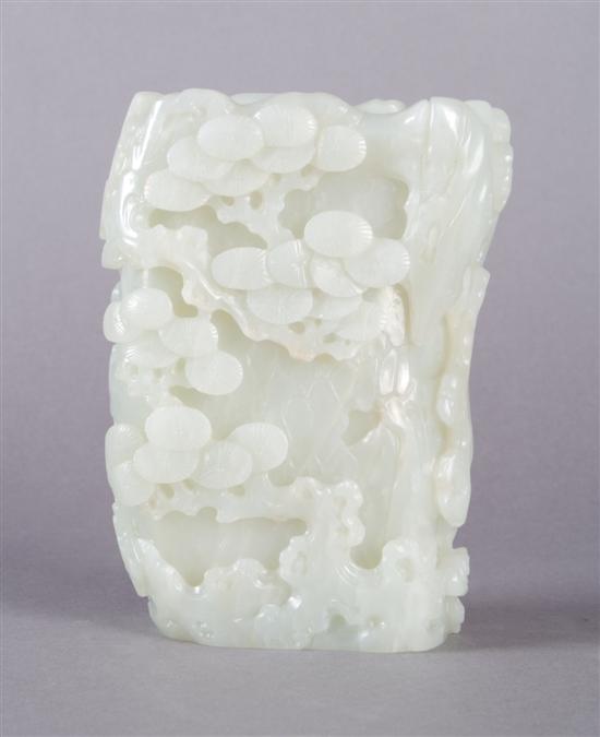 Appraisal: A Pale Celadon Jade Vase Qinglong Height of vase inches