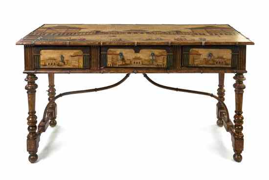 Appraisal: A Painted Wood and Bamboo Server the rectangular shaped top