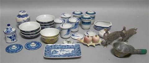 Appraisal: COLLECTION OF JAPANESE AND CHINESE TABLEWARES Including Japanese covered cups