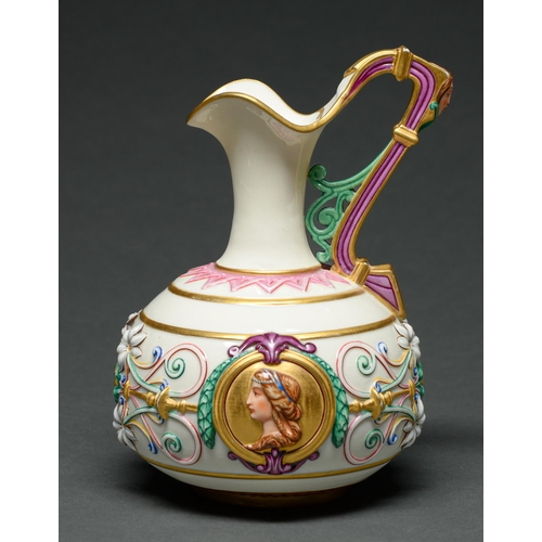 Appraisal: An early Royal Worcester Raphaelesque ewer c - with high