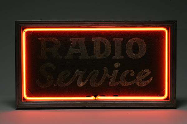 Appraisal: An illuminated neon Radio Service sign circa height in cm