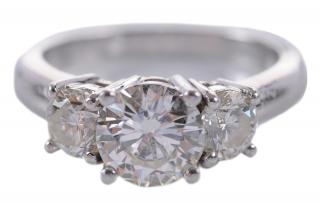 Appraisal: Platinum Diamond Ring three stone ring center round brilliant diamond